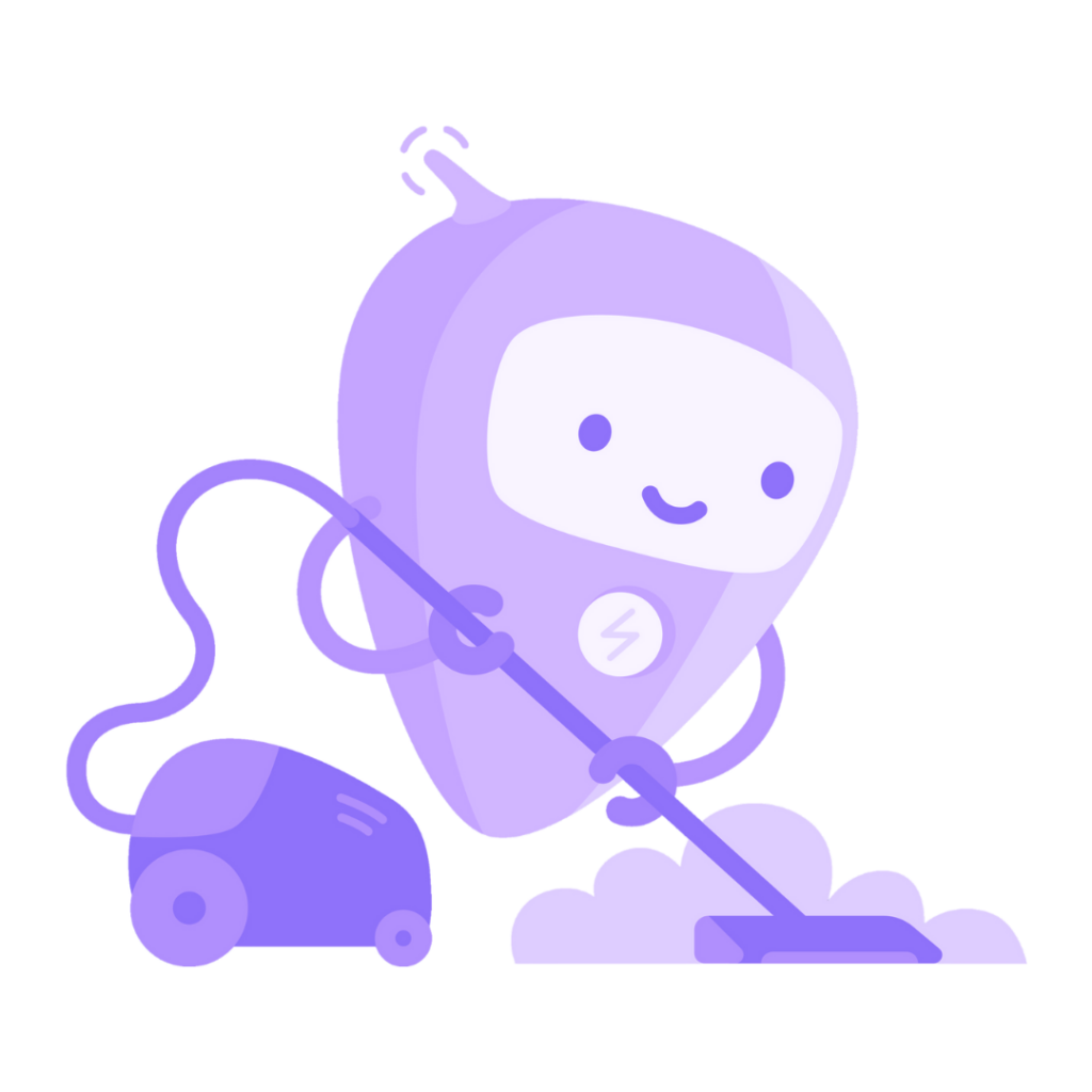 cute purple monster with floor cleaner