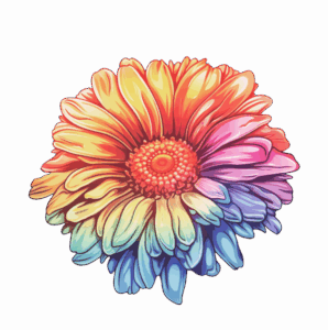 rainbow colored sunflower